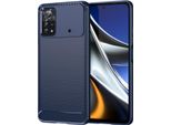 Custodia Per Xiaomi Poco X4 Pro 5G In Silicone Tpu Morbido, Fibra Di Carbonio, Custodia Protettiva Antiurto Blu