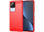 Custodia Per Xiaomi Redmi K50 / K50 Pro In Silicone Tpu Morbido, Fibra Di Carbonio, Custodia Protettiva Antiurto Rosso