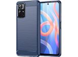 Custodia Per Xiaomi Poco M4 Pro 5G In Silicone Tpu Morbido, Fibra Di Carbonio, Custodia Protettiva Antiurto Blu