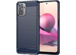 Custodia Per Xiaomi Redmi Note 10 4G / Note 10S In Silicone Tpu Morbido, Fibra Di Carbonio, Custodia Protettiva Antiurto Blu