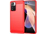 Custodia Per Xiaomi Poco X4 Nfc 5G In Silicone Tpu Morbido, Fibra Di Carbonio, Custodia Protettiva Antiurto Rosso