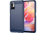 Custodia Per Xiaomi Poco M3 Pro 5G In Silicone Tpu Morbido, Fibra Di Carbonio, Custodia Protettiva Antiurto Blu
