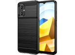 Custodia Per Xiaomi Poco M5 4G In Silicone Tpu Morbido, Fibra Di Carbonio, Custodia Protettiva Antiurto Nera