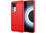 Custodia Per Xiaomi Redmi K50 Ultra Morbido Silicone Tpu, Fibra Di Carbonio, Custodia Protettiva Antiurto Rosso