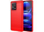 Custodia Per Xiaomi Redmi Note 12 Pro+ Silicone Tpu Morbido, Fibra Di Carbonio, Custodia Protettiva Antiurto Rosso
