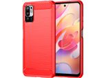 Custodia Per Xiaomi Poco M3 Pro 5G In Silicone Tpu Morbido, Fibra Di Carbonio, Custodia Protettiva Antiurto Rosso