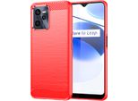 Custodia Realme C35, Custodia Protettiva In Fibra Di Carbonio Tpu Silicone Antiurto Per Realme C35 Rosso
