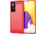 Xiaomi 12 Custodia, Fibra Di Carbonio Tpu Silicone Antiurto Custodia Protettiva Per Xiaomi 12 / 12X / 12S Rosso