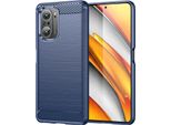 Xiaomi Poco F3 Custodia, Fibra Di Carbonio Tpu Silicone Antiurto Custodia Protettiva Per Xiaomi Poco F3 Blue