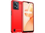 Custodia Realme C31, Fibra Di Carbonio Tpu Silicone Antiurto Custodia Protettiva Per Realme C31 Rosso