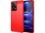 Xiaomi Poco X5 Pro Custodia, Fibra Di Carbonio Tpu Silicone Antiurto Custodia Protettiva Per Xiaomi Poco X5 Pro / Redmi Note 12 Pro Rosso