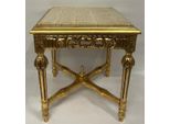 Casa Padrino Tavolino Barocco Oro/Beige - Tavolino Quadrato In Legno Massello Con Piano In Marmo - Mobili Da Soggiorno In Stile Barocco - Mobili In Stile Antico - Mobili Barocchi