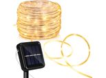 Tolletour Luce Solare A Corda Led Luce A Corda Per Esterni Luci Fiabesche Bianco Caldo 30M