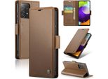 Galaxy A52 5G Case, Rfid Blocking Card, Advanced Flip Custodia In Pelle Con Funzione Stand Per Samsung Galaxy A52 / A52 5G / A52S 5G Brown