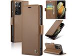 Galaxy S21 Ultra 5G Case, Rfid Blocking Card, Advanced Flip Custodia In Pelle Con Funzione Stand Per Samsung Galaxy S21 Ultra 5G Brown