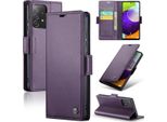 Galaxy A52 5G Case, Rfid Blocking Card, Advanced Flip Custodia In Pelle Con Funzione Stand Per Samsung Galaxy A52 / A52 5G / A52S 5G Viola