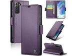 Galaxy S21 Fe 5G Case, Rfid Blocking Card, Advanced Flip Custodia In Pelle Con Funzione Stand Per Samsung Galaxy S21 Fe 5G Viola