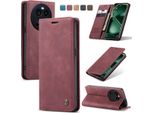 Custodia Oppo Find X6 Pro, Custodia Retrò In Finto Cuoio Con Funzione Stand Custodia Protettiva Per Oppo Find X6 Pro Rosso