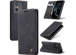 Custodia Redmi 12C, Retro Custodia In Finto Cuoio Con Funzione Di Stand Custodia Protettiva Per Xiaomi Redmi 12C Nero
