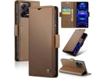 Custodia Redmi Note 12 Pro+, Carta Di Blocco Rfid, Custodia Avanzata In Pelle Flip Con Funzione Stand Per Xiaomi Redmi Note 12 Pro+ Marrone