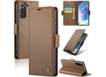 Galaxy S21 Fe 5G Case, Rfid Blocking Card, Advanced Flip Custodia In Pelle Con Funzione Stand Per Samsung Galaxy S21 Fe 5G Brown