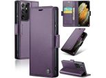 Galaxy S21 Ultra 5G Case, Rfid Blocking Card, Advanced Flip Custodia In Pelle Con Funzione Stand Per Samsung Galaxy S21 Ultra 5G Viola