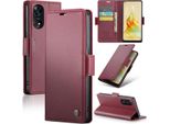 Custodia Oppo Reno8 T 4G, Carta Di Blocco Rfid, Custodia In Pelle Avanzata Con Funzione Stand Per Oppo Reno8 T 4G Rosso