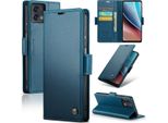 Moto G Stylus 5G 2023 Case, Rfid Blocking Card, Advanced Flip Custodia In Pelle Con Funzione Stand Per Motorola Moto G Stylus 5G (2023) Blu