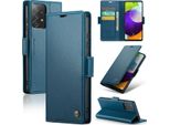 Galaxy A52 5G Case, Rfid Blocking Card, Advanced Flip Custodia In Pelle Con Funzione Stand Per Samsung Galaxy A52 / A52 5G / A52S 5G Blu