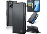 Custodia Oppo Reno8 4G, Carta Di Blocco Rfid, Custodia In Pelle Avanzata Con Funzione Di Stand Per Oppo Reno8 4G Nero