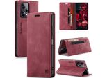 Custodia Redmi Note 12 Pro+, Custodia Retro In Finto Cuoio Stand Cover Protettiva Per Xiaomi Redmi Note 12 Pro+ Rosso