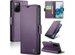 Custodia Galaxy S20 Plus, Carta Di Blocco Rfid, Custodia In Pelle Avanzata Con Funzione Stand Per Samsung Galaxy S20 Plus Viola