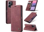 Custodia Redmi Note 12 4G, Retro Custodia In Finto Cuoio Con Funzione Stand Per Xiaomi Redmi Note 12 4G Rosso