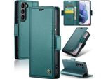 Galaxy S21+ 5G Case, Rfid Blocking Card, Advanced Flip Custodia In Pelle Con Funzione Stand Per Samsung Galaxy S21+ 5G Verde