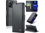 Custodia Redmi Note 12 Pro+, Rfid Blocking Card, Custodia Avanzata In Pelle Flip Con Funzione Stand Per Xiaomi Redmi Note 12 Pro+ Nero
