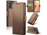 Custodia Oppo Reno8 Pro, Rfid Blocking Card, Custodia In Pelle Avanzata Con Funzione Stand Per Oppo Reno8 Pro Marrone