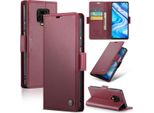Redmi Note 9 Pro Case, Rfid Blocking Card, Advanced Flip Custodia In Pelle Con Funzione Stand Per Xiaomi Redmi Note 9S / 9 Pro / 9 Pro Max Red