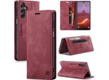 Custodia Galaxy A24 4G, Custodia Retrò In Finto Cuoio, Supporto E Custodia Protettiva Per Samsung Galaxy A24 4G Rosso