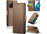 Custodia Galaxy S20 Fe, Carta Di Blocco Rfid, Custodia In Pelle Avanzata Con Funzione Stand Per Samsung Galaxy S20 Fe Marrone