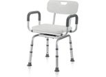 Sgabello Da Doccia Fiqops Sgabello Da Bagno Sedia Da Doccia Regolabile In Altezza Fino A 136 Kg Sedile Da Bagno Antiscivolo Con Braccio E Schienale +360° Ruotabile