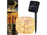 Fiqops Luce Solare A Corda Led Luce A Corda Per Esterni Luci Fiabesche Bianco Caldo 30M