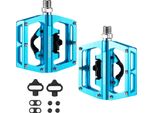 Rockbros Pedali Per Bicicletta 2 In 1 Spd Pedali/Piattaforma Pedali In Alluminio, Per Mtb Bici Da Strada Bici Da Città, Blu