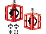 Rockbros Pedali Per Bicicletta 2 In 1 Spd Pedali/Piattaforma Pedali In Alluminio, Per Mtb Bici Da Strada Bici Da Città, Rosso