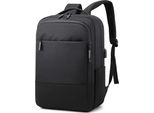 Zaino Per Computer Da 15,6 Pollici, Borsa Per Computer Portatile Unisex Alla Moda, Grande Capacità, Borsa Da Viaggio Per Il Tempo Libero All'aperto Con Porta Usb Esterna, Nero