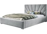 Letto Imbottito Denver Con Testiera, 140X200 Cm, Letto Matrimoniale Con Rete A Doghe In Metallo, Tessuto Velour, Colore: Grigio