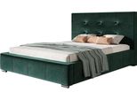 Letto Imbottito Oslo Con Testiera, 120X200 Cm, Letto Matrimoniale Con Rete E Doghe In Legno, Tessuto Velour, Colore: Verde