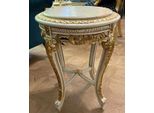 Casa Padrino Tavolino Barocco Bianco / Oro / Crema - Tavolino Artigianale In Legno Massello Con Piano In Marmo - Mobili Da Salotto In Stile Barocco - Mobili In Stile Antico - Mobili Barocchi
