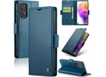 Galaxy A73 5G Case, Rfid Blocking Card, Advanced Flip Custodia In Pelle Con Funzione Stand Per Samsung Galaxy A73 5G Blu