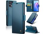 Custodia Oppo Reno8 5G, Carta Di Blocco Rfid, Custodia In Pelle Avanzata Con Funzione Stand Per Oppo Reno8 5G Blu