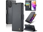 Galaxy A73 5G Case, Rfid Blocking Card, Advanced Flip Custodia In Pelle Con Funzione Stand Per Samsung Galaxy A73 5G Nero